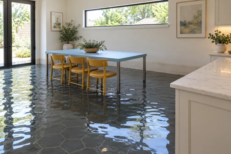 Water Extraction Near Bob Jones Park — standing water with visible waterlines and submerged lower furniture feet