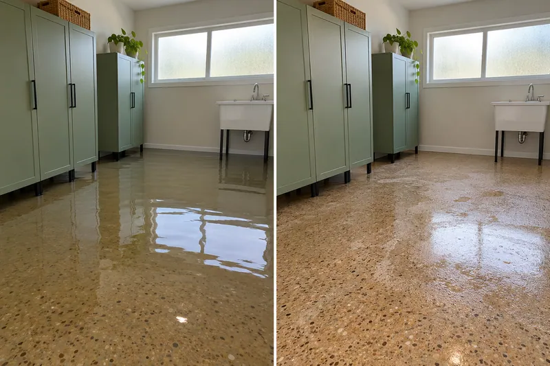 Water Extraction Near Royal and Annie Smith Park — matched room before pickup and afterward with damp flooring