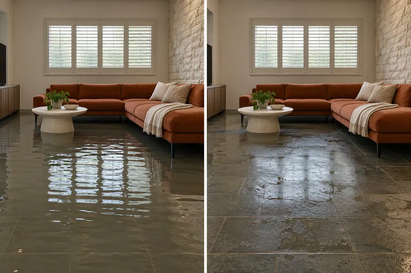 Water Extraction Near Liberty Park at Sheltonwood — matched room before pickup and afterward with damp flooring